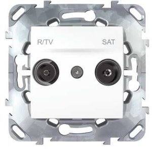 Фото Schneider Electric Unica MGU5.454.18ZD Розетка телевизионная (TV/Radio+SAT, под рамку, скрытая установка, белая)