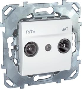 Фото Schneider Electric Unica MGU5.455.18ZD Розетка телевизионная (TV/Radio+SAT, 17 дБ, под рамку, скрытая установка, белая)