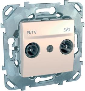 Фото Schneider Electric Unica MGU5.455.25ZD Розетка телевизионная (TV/Radio+SAT, 17 дБ, под рамку, скрытая установка, бежевая)