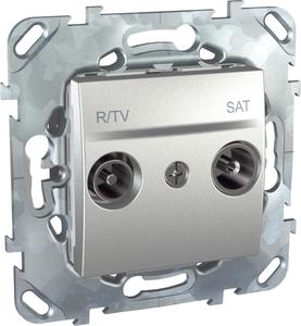 Фото Schneider Electric Unica Top MGU5.455.30ZD Розетка телевизионная (TV/Radio+SAT, 17 дБ, под рамку, скрытая установка, алюминий)