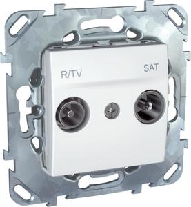 Фото Schneider Electric Unica MGU5.456.18ZD Розетка телевизионная проходная (TV/Radio+SAT, под рамку, скрытая установка, белая)