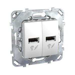 Фото Schneider Electric Unica MGU5.928.18ZD Розетка USB (2xUSB, под рамку, скрытая установка, белая)