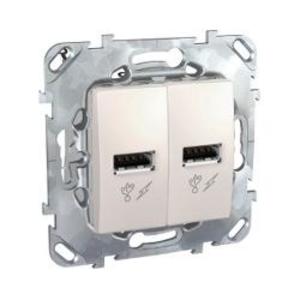 Фото Schneider Electric Unica MGU5.928.25ZD Розетка USB (2xUSB, под рамку, скрытая установка, бежевая)