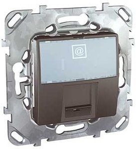 Фото Schneider Electric Unica Top MGU5.421.12ZD Розетка компьютерная (RJ45, cat.5e, под рамку, скрытая установка, графит)