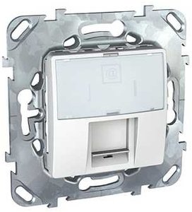Фото Schneider Electric Unica MGU5.425.18ZD Розетка компьютерная (RJ45, cat.6, под рамку, скрытая установка, белая)