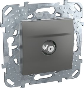 Фото Schneider Electric Unica Top MGU5.488.12ZD Розетка телевизионная (SAT, под рамку, скрытая установка, графит)