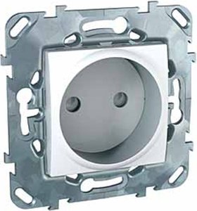 Фото Schneider Electric Unica MGU5.033.18ZD Розетка со шторками (16 А, под рамку, скрытая установка, белая)