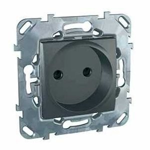 Фото Schneider Electric Unica Top MGU5.033.12ZD Розетка со шторками (16 А, под рамку, скрытая установка, графит)