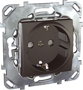 Фото Schneider Electric Unica Top MGU5.057.12ZD Розетка с заземляющим контактом (16 А, под рамку, скрытая установка, шторки, графит)
