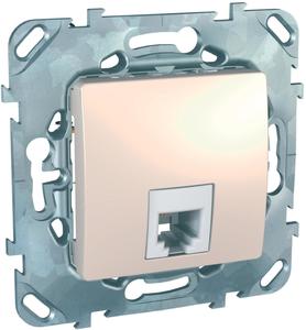 Фото Schneider Electric Unica MGU5.492.25ZD Розетка телефонная (RJ11, под рамку, скрытая установка, бежевая)