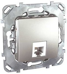 Фото Schneider Electric Unica Top MGU5.492.30ZD Розетка телефонная (RJ11, под рамку, скрытая установка, алюминий)