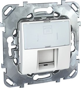 Фото Schneider Electric Unica MGU5.493.18ZD Розетка телефонная (RJ12, под рамку, скрытая установка, белая)