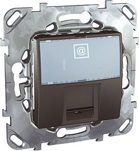 Фото Schneider Electric Unica Top MGU5.493.12ZD Розетка телефонная (RJ12, под рамку, скрытая установка, графит)