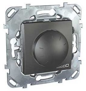 Фото Schneider Electric Unica Top MGU5.511.12ZD Светорегулятор поворотный (400 Вт, R+L, под рамку, скрытая установка, графит)