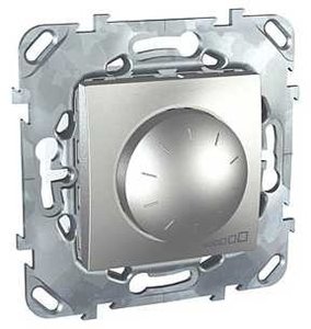 Фото Schneider Electric Unica Top MGU5.511.30ZD Светорегулятор поворотный (400 Вт, R+L, под рамку, скрытая установка, алюминий)