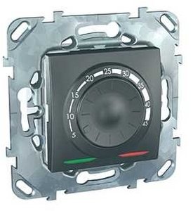 Фото Schneider Electric Unica Top MGU5.503.12ZD Термостат для теплых полов +5…+45°С (10 А, 230 В, выносной термодатчик, под рамку, скрытая установка, графит)