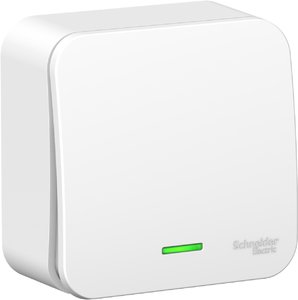 Фото Schneider Electric Blanca BLNVA106111 Переключатель одноклавишный с изолирующей пластиной (10 А, в сборе, подсветка, открытая установка, белый)