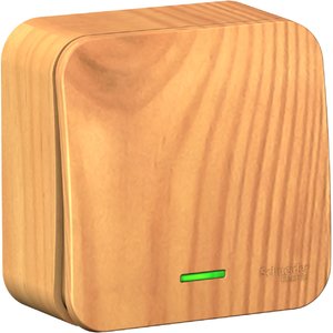 Фото Schneider Electric Blanca BLNVA106115 Переключатель одноклавишный с изолирующей пластиной (10 А, в сборе, подсветка, открытая установка, ясень)