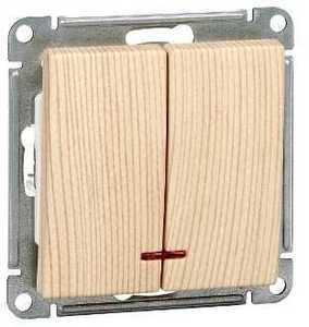 Фото Schneider Electric W59 VS510-251-7-86 Выключатель двухклавишный с подсветкой (10 А, под рамку, скрытая установка, сосна)