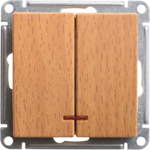 Фото Schneider Electric W59 VS510-251-8-86 Выключатель двухклавишный с подсветкой (10 А, под рамку, скрытая установка, бук)