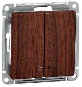 Фото Schneider Electric W59 VS510-251-9-86 Выключатель двухклавишный с подсветкой (10 А, под рамку, скрытая установка, мореный дуб)
