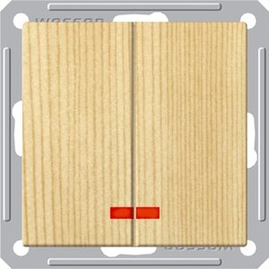 Фото Schneider Electric W59 VS516-251-7-86 Выключатель двухклавишный с подсветкой (16 А, под рамку, скрытая установка, сосна)