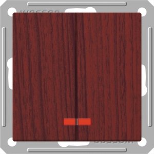 Фото Schneider Electric W59 VS516-251-9-86 Выключатель двухклавишный с подсветкой (16 А, под рамку, скрытая установка, мореный дуб)