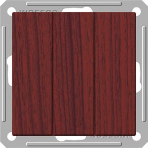 Фото Schneider Electric W59 VS0516-351-9-86 Выключатель трехклавишный (16 А, под рамку, скрытая установка, мореный дуб)