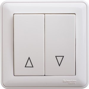 Фото Schneider Electric W59 VS410-253-18 Выключатель для жалюзи двухклавишный (10 А, без фиксации, в сборе, скрытая установка, белый)