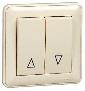 Фото Schneider Electric W59 VS410-253-28 Выключатель для жалюзи двухклавишный (10 А, без фиксации, в сборе, скрытая установка, слоновая кость)