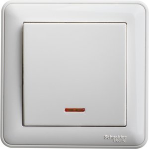 Фото Schneider Electric W59 VS116-151-18 Выключатель одноклавишный с самовозвратом (16 А, в сборе, подсветка, скрытая установка, белый)