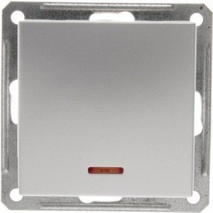 Фото Schneider Electric W59 VS116-151-5-86 Выключатель одноклавишный с самовозвратом (16 А, под рамку, подсветка, скрытая установка, матовый хром)