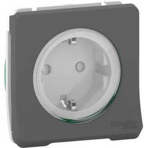 Фото Schneider Electric Mureva S MUR36135 Розетка одинарная с заземляющим контактом (16 А, IP55, под рамку, шторки, скрытая установка, антрацит)