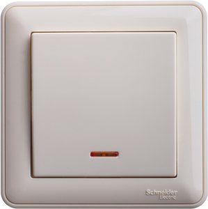 Фото Schneider Electric W59 VS616-157-28 Переключатель одноклавишный (16 А, в сборе, подсветка, скрытая установка, слоновая кость)