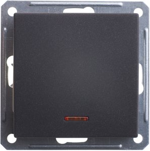 Фото Schneider Electric W59 VS616-157-6-86 Переключатель одноклавишный (16 А, под рамку, подсветка, скрытая установка, черный бархат)