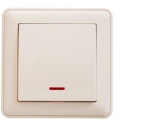 Фото Schneider Electric W59 Aqua VS616-157B-28 Переключатель одноклавишный (16 А, в сборе, подсветка, IP44, скрытая установка, слоновая кость)