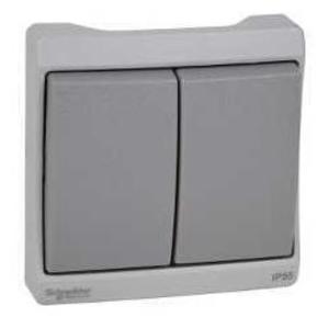Фото Schneider Electric Mureva ENN37022 Выключатель двухклавишный (10 А, под коробку, открытая установка, серый)