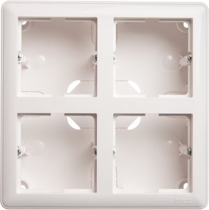 Фото Schneider Electric W59 KP-452-18 Коробка для наружного монтажа с рамкой (4-постовая, открытой установки, белая)