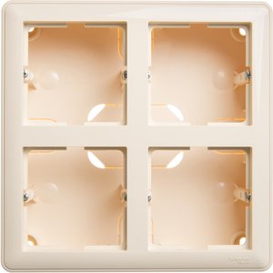 Фото Schneider Electric W59 KP-452-28 Коробка для наружного монтажа с рамкой (4-постовая, открытой установки, слоновая кость)