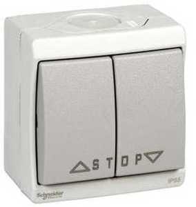 Фото Schneider Electric Mureva ENN35742 Выключатель для жалюзи (10 А, без фиксации, в сборе, открытая установка, серый)