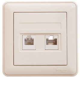 Фото Schneider Electric W59 RSI-251TK5E-28 Розетка комбинированная (RJ45+RJ11, в сборе, скрытая установка, слоновая кость)