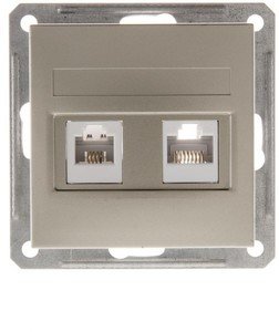 Фото Schneider Electric W59 RSI-251TK5E-4-86 Розетка комбинированная (RJ45+RJ11, под рамку, скрытая установка, шампань)