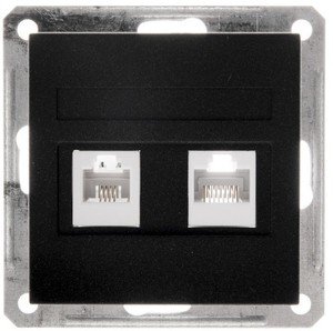 Фото Schneider Electric W59 RSI-251TK5E-6-86 Розетка комбинированная (RJ45+RJ11, под рамку, скрытая установка, черный бархат)