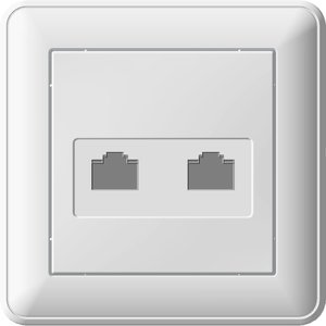 Фото Schneider Electric W59 RSI-251TT-18 Розетка телефонная (RJ11+RJ11, в сборе, скрытая установка, белая)
