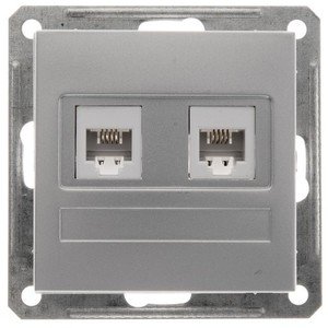 Фото Schneider Electric W59 RSI-251TT-5-86 Розетка телефонная (RJ11+RJ11, под рамку, скрытая установка, матовый хром)
