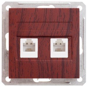 Фото Schneider Electric W59 RSI-251TT-9-86 Розетка телефонная (RJ11+RJ11, под рамку, скрытая установка, мореный дуб)