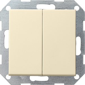 Фото Gira System55 012501 Выключатель двухклавишный (10 А, под рамку, скрытая установка, кремовый глянцевый)