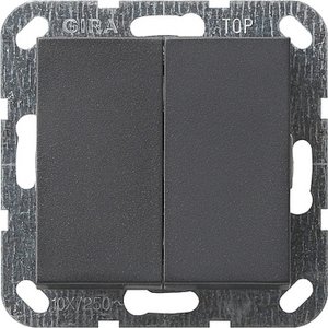 Фото Gira System55 012528 Выключатель двухклавишный (10 А, под рамку, скрытая установка, антрацит)
