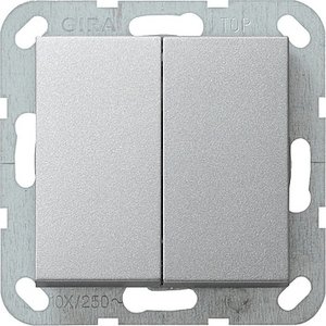 Фото Gira System55 012526 Выключатель двухклавишный (10 А, под рамку, скрытая установка, алюминий)