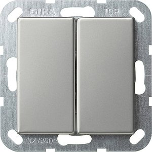 Фото Gira System55 0125600 Выключатель двухклавишный (10 А, под рамку, скрытая установка, сталь)